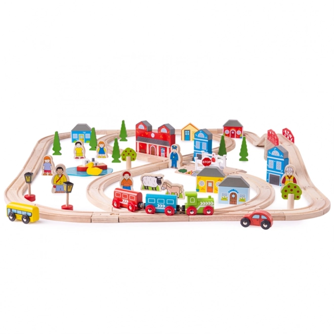 Bigjigs Rail Drewniana kolejka miasto i wieś 101 części