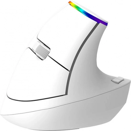 Bezprzewodowa mysz pionowa Delux M618C RGB biała