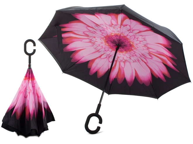 Parasol odwrócony składany mocne druty solidny stojący parasol – różowy