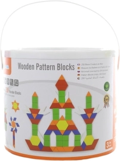 VIGA drewniane płaskie klocki montessori 250 szt. w wiaderku