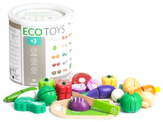 Drewniane warzywa do krojenia 20 szt. Ecotoys