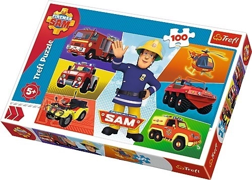 Puzzle Strażak Sam 100 elementów 41x27,5cm w pudełku 29x19x4cm