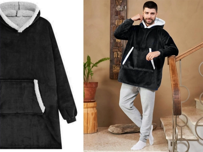 Ciepła bluza oversize z futrem i kapturem