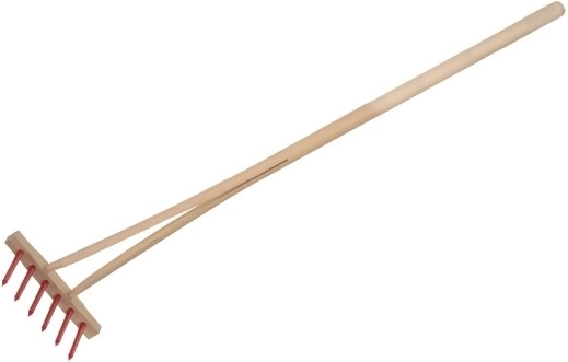 Teddies dziecięce grabki z drewnianym trzonkiem 90 cm – Czerwone
