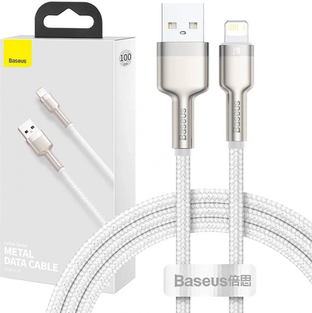Kabel USB Lightning Baseus Cafule 2,4A 1m biały