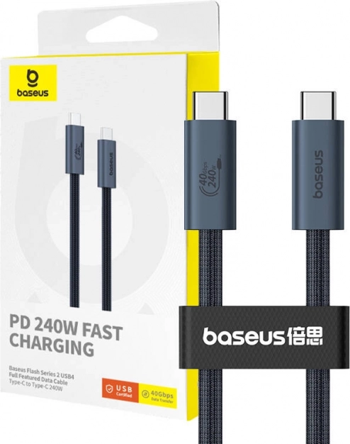 Kabel USB‑C BASEUS Flash 240 W, 1 m, w oplocie, 40 Gbps