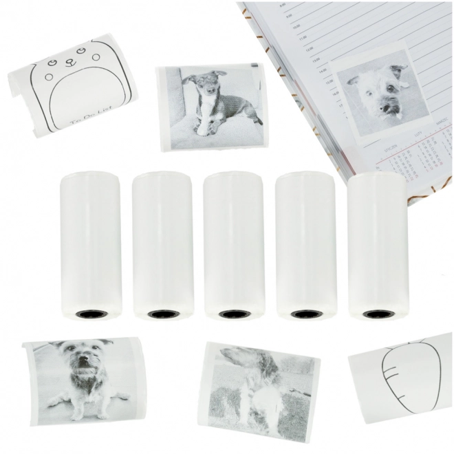 Papier termiczny samoprzylepny w rolkach do mini drukarki 5,7 cm x 4,5 m 5 sztuk