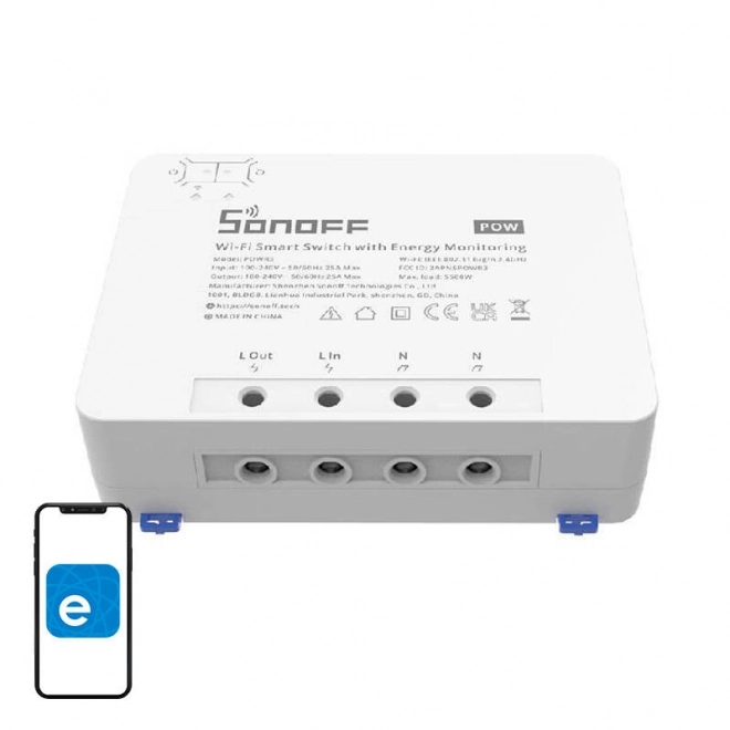 Inteligentny przełącznik Wi-Fi z monitorowaniem zużycia energii Sonoff POWR3 (25A/5500W)