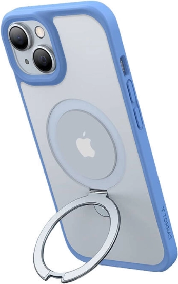 Torras Ostand Matte etui z magnetycznym pierścieniem do iPhone 15 (granatowe)