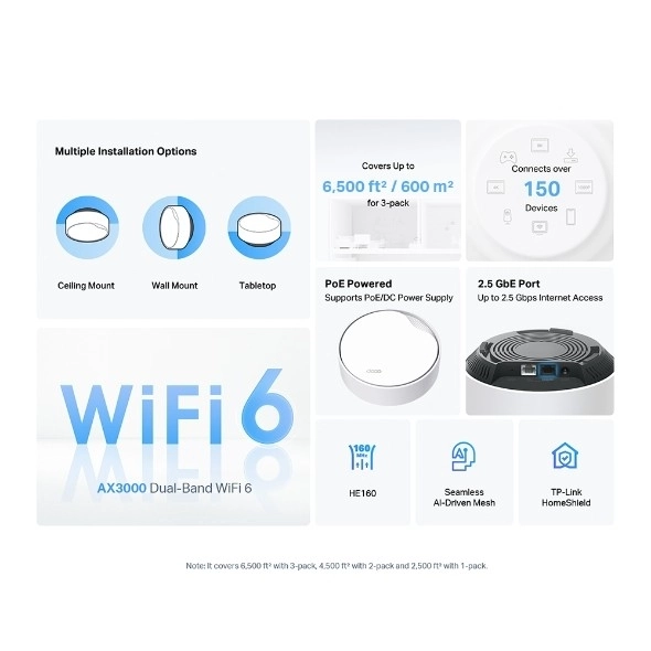 Wi-Fi system TP-Link Deco X50-PoE (3-pak) AX3000