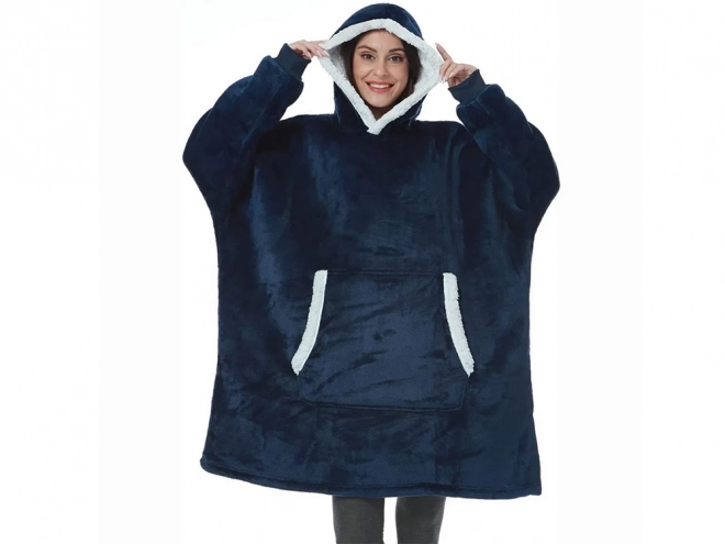 Ciepła oversize bluza z kapturem z grubej sztucznej skóry