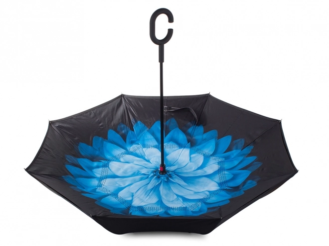 Parasol odwrócony składany mocne druty solidny stojący parasol – Niebieski