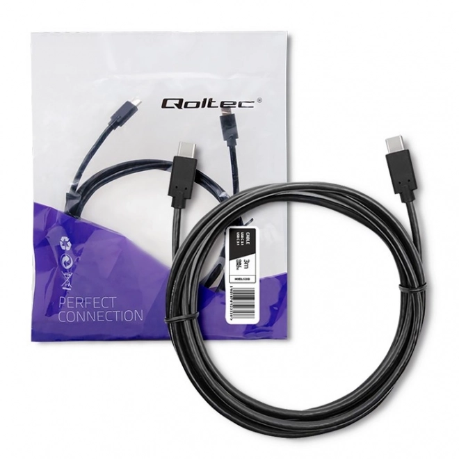 Kabel USB-C na USB-C do przesyłania danych i ładowania, 3m, czarny