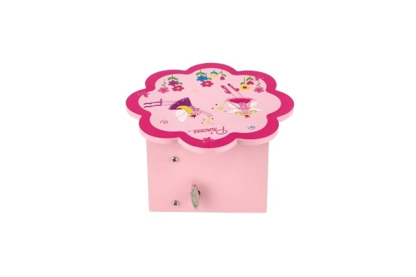 Szafka na biżuterię Princess drewno grający kwiat szuflada 14,5x8x14,5cm