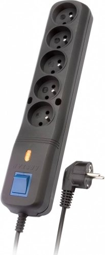 Listwa przeciwprzepięciowa Lestar LF-530WA, 3L EMI/RFI, 1,5 m, czarna