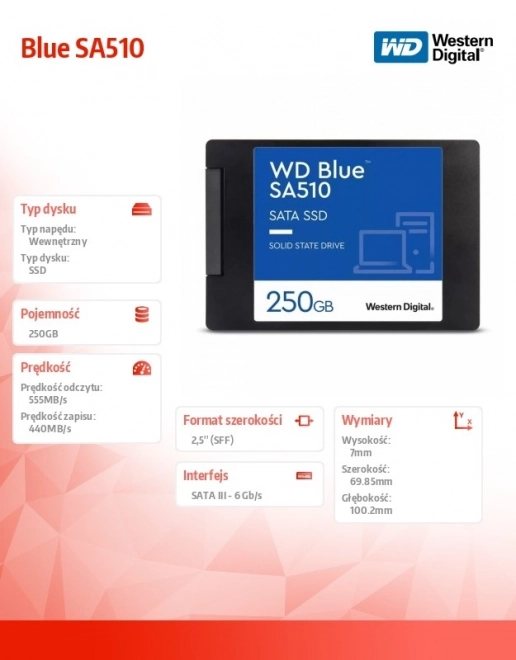 Dysk SSD Western Digital WD Blue SA510 250GB
