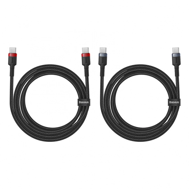 Kabel Baseus Cafule USB-C na USB-C 100W,2m, 2ks (czerwono-czarny, szaro-czarny).