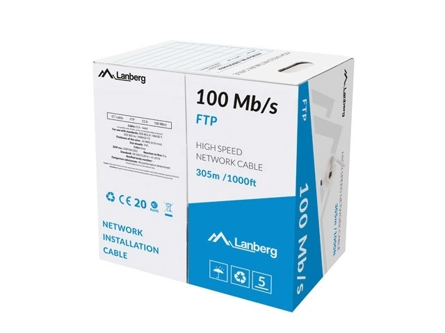 Kabel LAN FTP 100Mb/s 305m szary