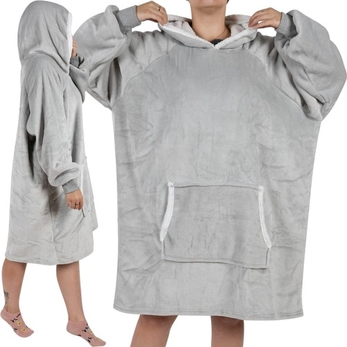 XXL bluza–koc z kapturem RUHHY, szara