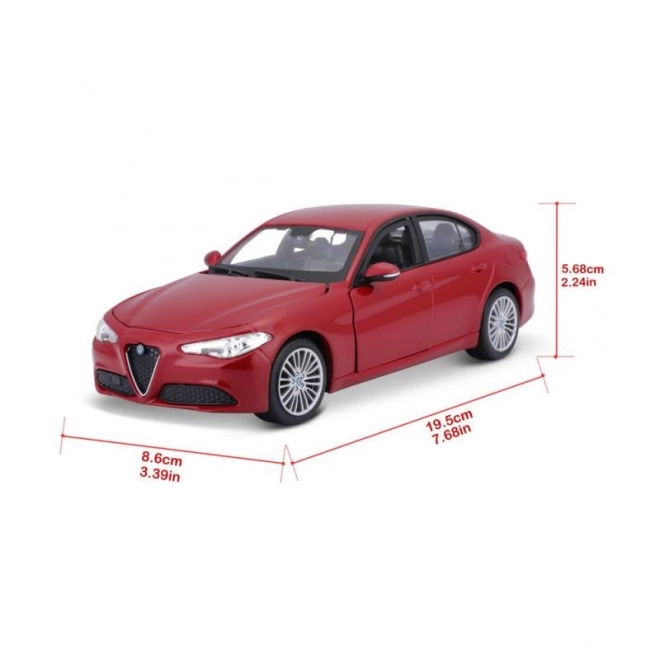 Bburago 1:24 Alfa Romeo Giulia (2016) Metallic czerwony 18-21080