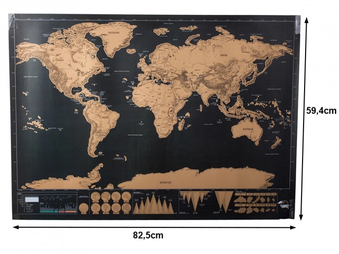 Duża zmywalna mapa świata 82 x 59 cm