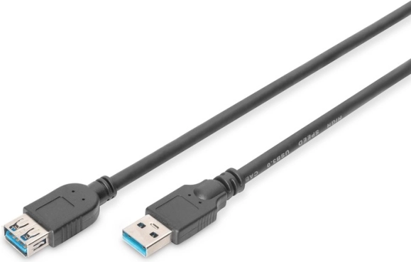 Przedłużacz USB 3.1 Gen 1 SuperSpeed 5 Gbps USB-A męski do USB-A żeński, czarny, 1,8 m