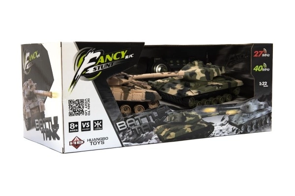 Czołg RC 2 szt. 25 cm bitwa czołgowa + ładowarka 27 MHz i 40 MHz kamuflaż ze dźwiękiem i światłem w opakowaniu 50x20x23 cm