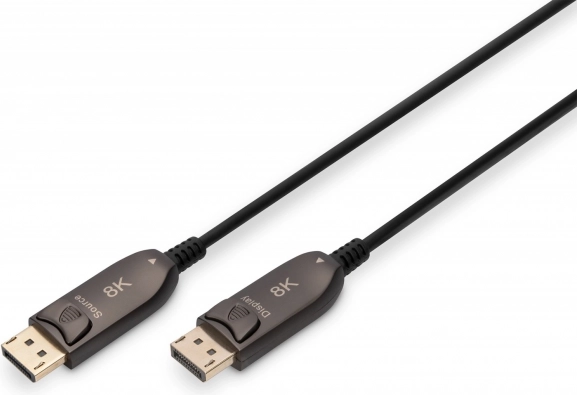 Hybrydowy kabel DisplayPort 1.4 AOC 8K 60 Hz DP–DP 20 m – czarny