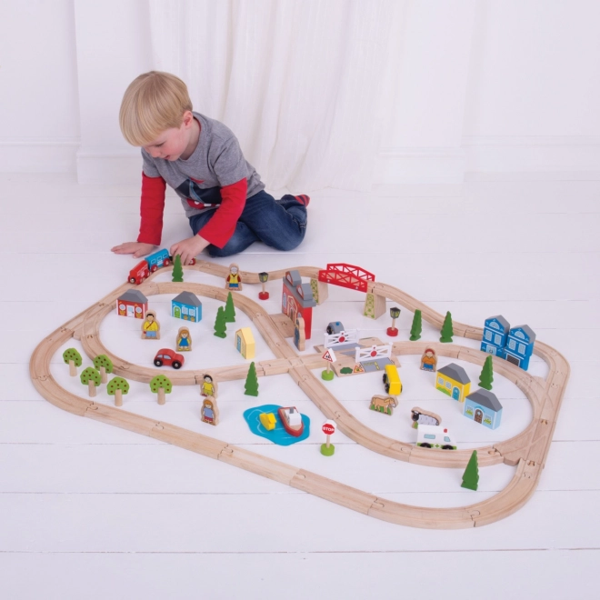 Bigjigs Rail Drewniana kolejka miasto i wieś 101 części
