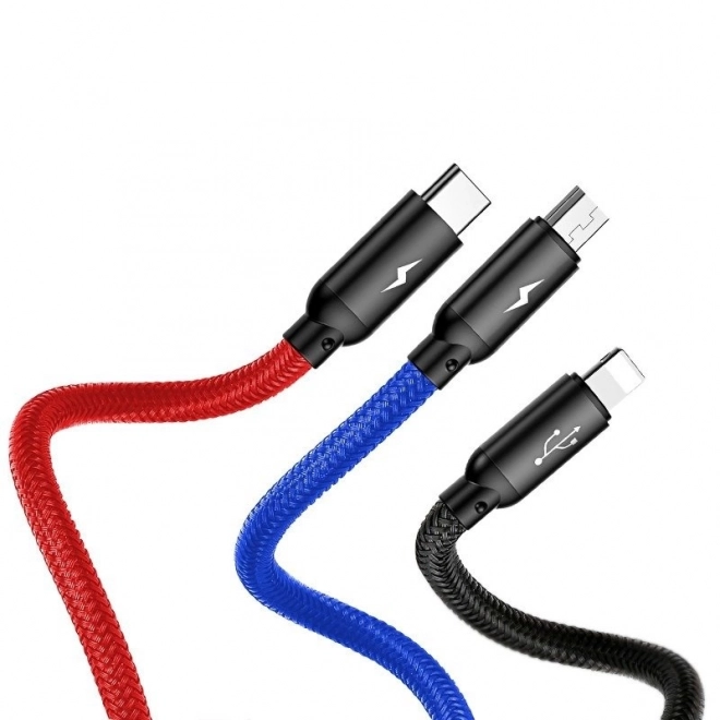 Baseus szybki kabel USB 3w1 z złączami Type C / Lightning / Micro 3A 1,2M - czarny