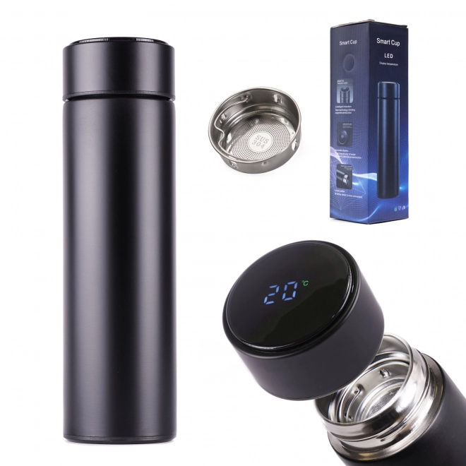 Kubek termiczny z LED wyświetlaczem 500 ml czarny