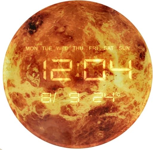 Zegar ścienny planeta Mars z wyświetlaczem LED 32 cm – Pomarańczowy