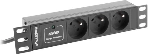 Listwa zasilająca PDU rackowa 10" 1U, 3x gniazdo FR, 2 m, 16 A, 230 V, czarna