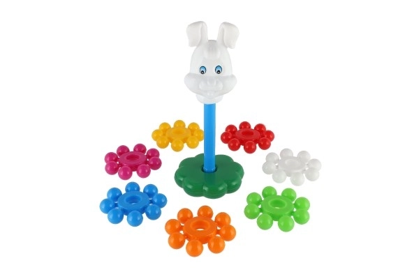 Układanka piramida z pierścieniami plastik 26cm w siatce 12m+