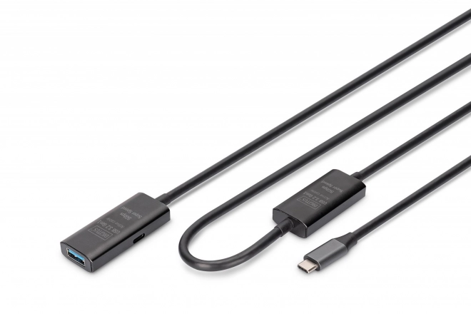 Aktywny kabel przedłużający USB-C - USB-A 10m, USB 3.2 Gen1 5Gbps