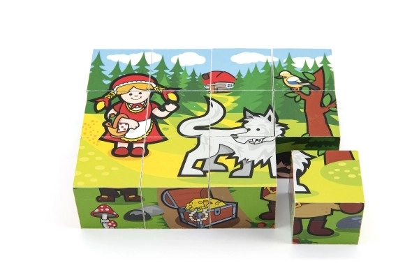 Drewniane kostki Moje pierwsze bajki 12 sztuk w pudełku 17x12,5x4cm
