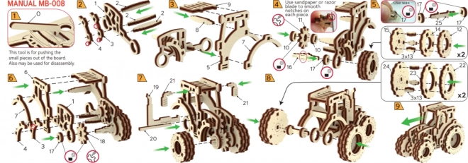 Drewniane Miasto 3D puzzle Superszybki Traktor