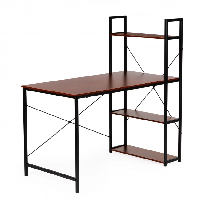 Drewniane biurko komputerowe z półkami w stylu loft