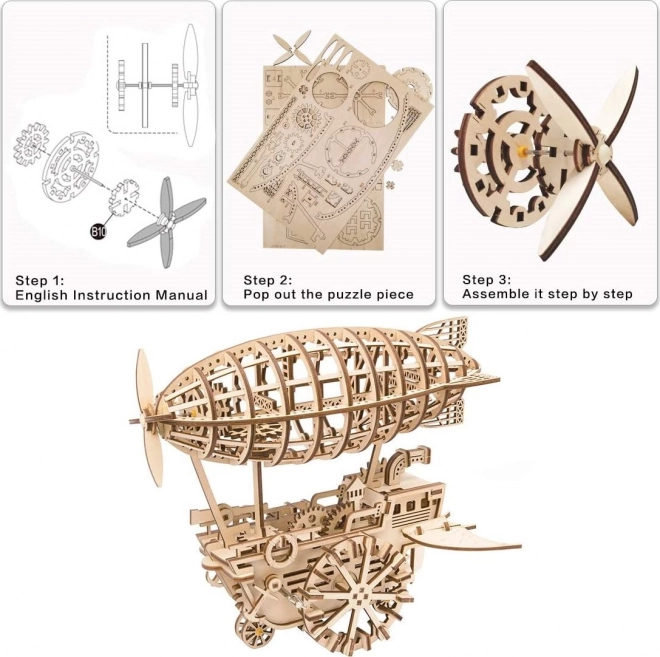Sterowiec - Drewniane Puzzle 3D