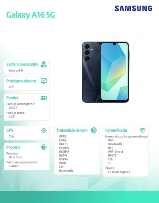 Samsung Galaxy A16 5G czarny 4/128 GB
