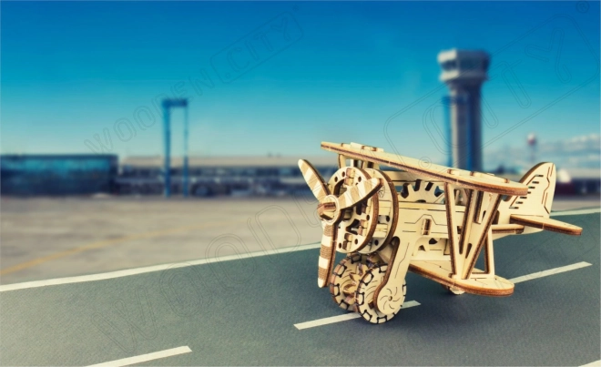 Drewniane puzzle 3D dwupłatowiec