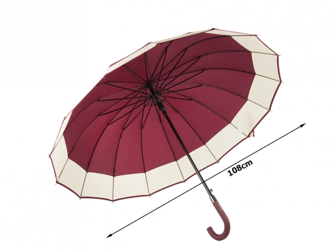 Elegancki duży parasol z antypoślizgową rączką, 16 żeber, czerwony