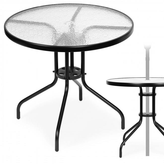 Okrągły stół ogrodowy 80 cm z otworem na parasol