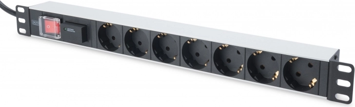 PDU listwa zasilająca 19" do szafy rack 7xSchuko, kabel 2 m 1xSchuko, 16A z ochroną przeciwprzepięciową