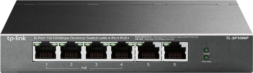 Przełącznik biurkowy TP-Link z 6 portami 10/100 Mb/s i 4× PoE+