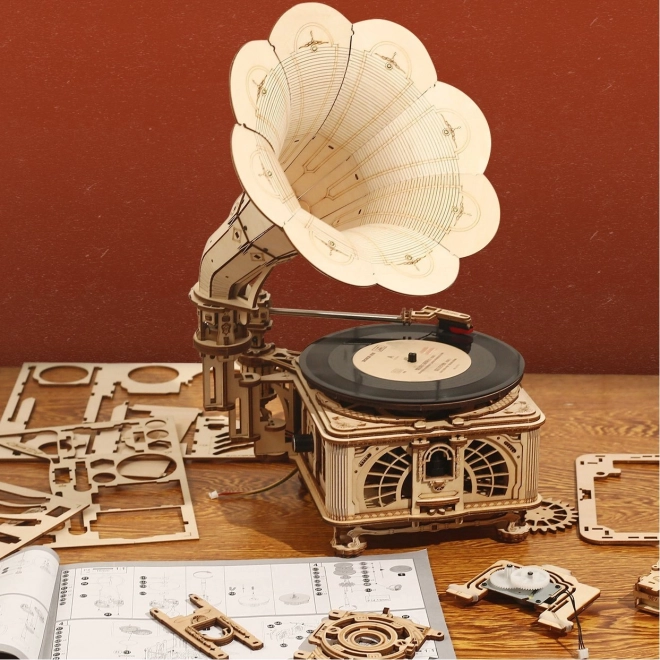 Rokr 3D drewniane puzzle Klasyczny gramofon
