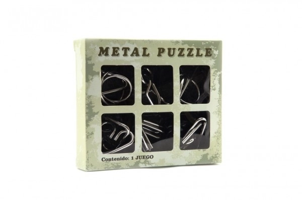 Zagadki metalowe 6 sztuk w pudełku 14x12cm