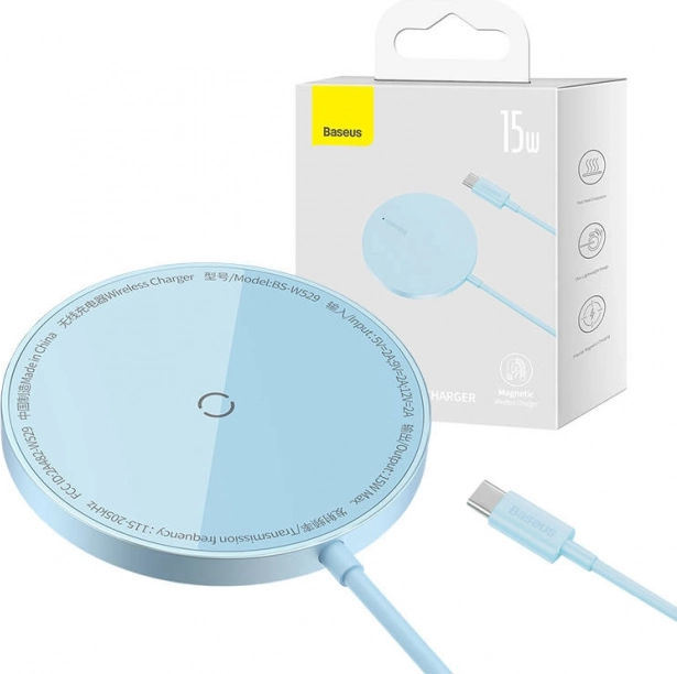 Magnetyczna bezprzewodowa ładowarka BASEUS Simple Mini3 15W niebieska