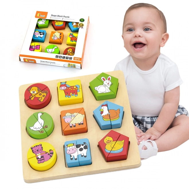 Drewniane edukacyjne puzzle - Zwierzątka