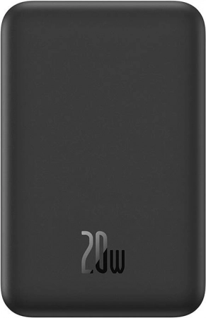 magnetyczny mini powerbank BASEUS 5000 mAh z MagSafe, USB‑C 20 W, czarny